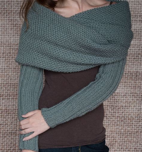 Knitting Pattern Sleeve Scarf Sweater Wrap By Lakehouseknits Cowl Knitting Pattern Sweater