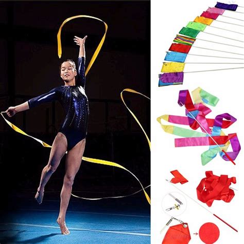 4m Dance Ballet Streamer Ribbon Gym Rhythmic Art Gymnastic Twirling Rod