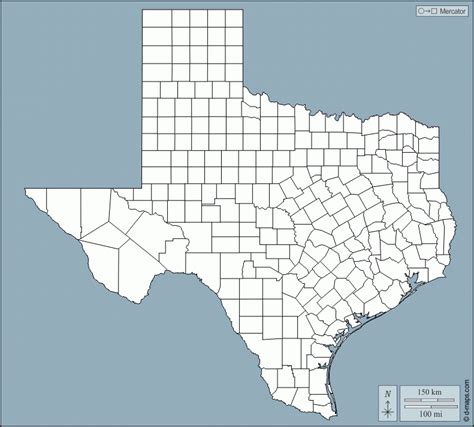 Blank Texas Map With County Outlines 2022 Us Map Printable Blank