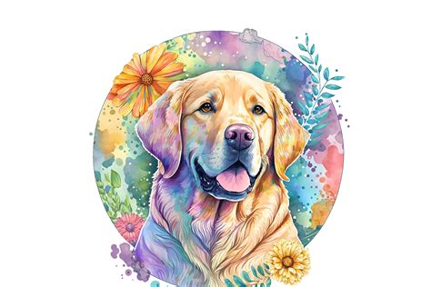 Golden Retriever Floral Mandala Gráfico Por Gornidesign · Creative Fabrica