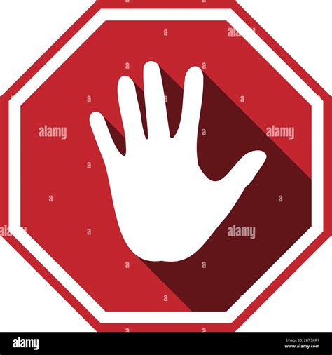 Stop Hand Gesture On Red Stop Sign Vector Illustration Stock Vector