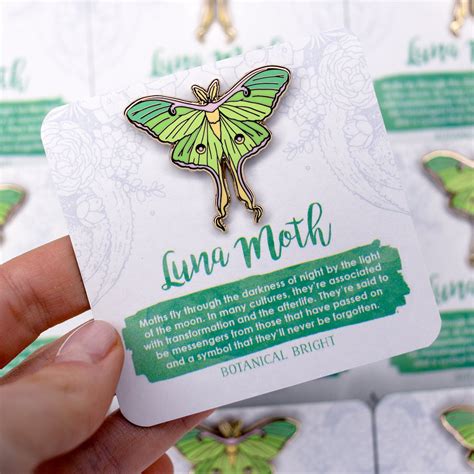 Luna Moth Enamel Pin Restocking June Botanical Bright Add A Little Beauty To Your Everyday