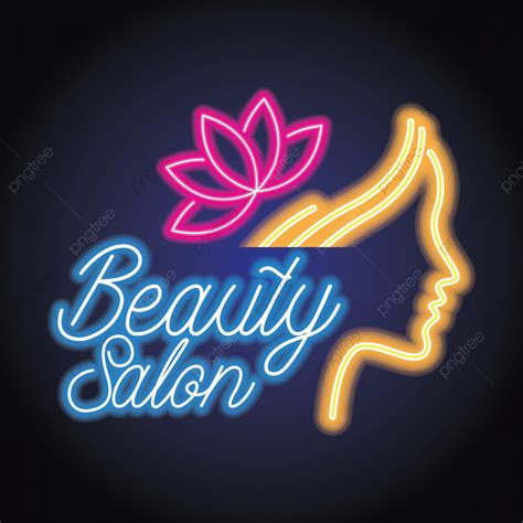 esteticista hermosa belleza png salon de belleza logo con de neon ilustracion vectorial