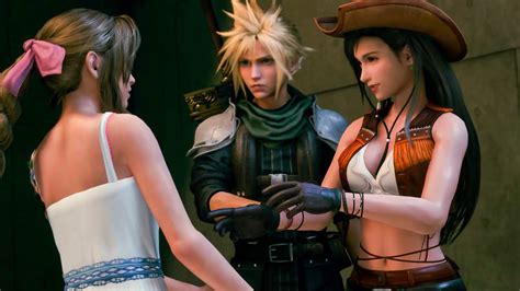 Tifa And Cloud And Aerith With Crisis Core Outfits Final Fantasy 7 Remake