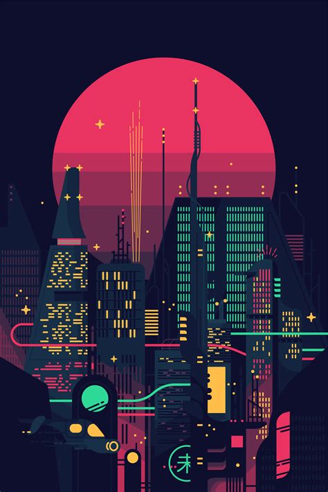Cyberpunk City Vector Art Icons And Graphics For Free Download