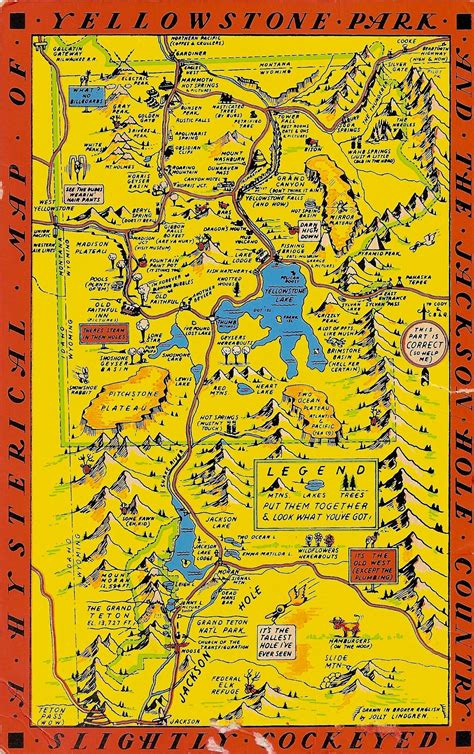Yellowstone And Jackson Hole Postcard 194x Yellowstone Map