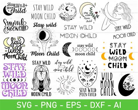 Stay Wild Moon Child Svg Moon Child Svg Eps Dxf Ai Png Etsy España