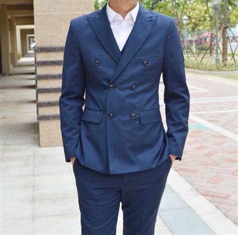2018 Latest Coat Pant Designs Navy Blue Double Breasted