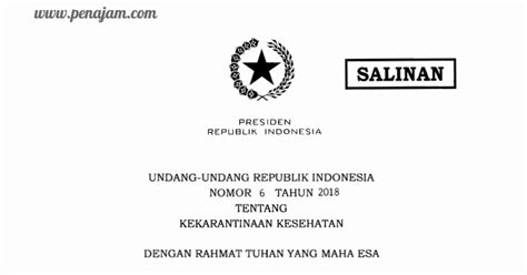 Peraturan menteri ketenagakerjaan nomor 13 tahun 2015. UU Nomor 6 Tahun 2018 Tentang Kekarantinaan Kesehatan