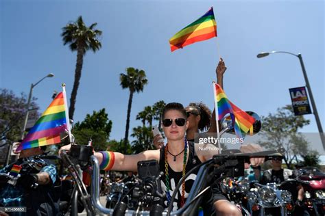 Partipants With The Motorcycle Club Dykes On Bikes During The La