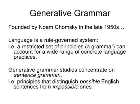 Ppt Transformational And Generative Grammar Powerpoint Presentation