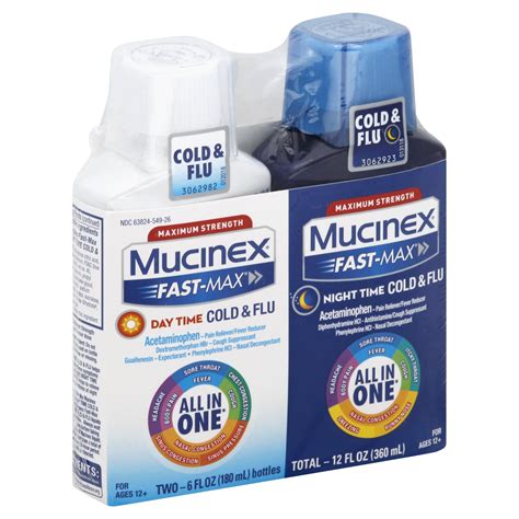 Mucinex Fast Max Day Time Severe Cold And Night Time Cold And Flu Liquid 2 Ct 12 Fl Oz Shipt