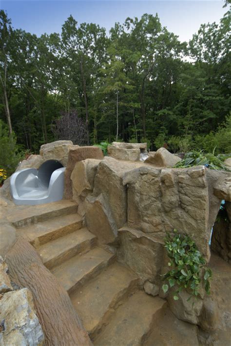 Cave Grotto Enclosed Slide With Waterfalls Tropical Pool New York