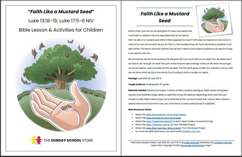 Faith Like A Mustard Seed Luke 13 And 17 Printable Bible Lesson And Sund