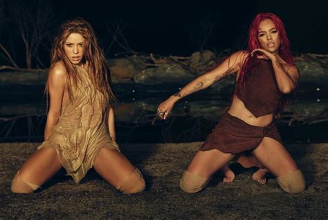 Shakira Dances In A Gold Wet Look Di Petsa Dress In Karol Gs Music Video For Tqg