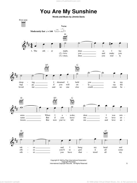 You Are My Sunshine Chords Uke Sheet And Chords Collection SexiezPicz