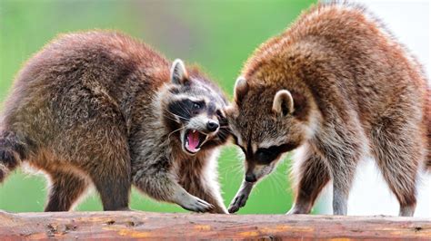 Download Wallpaper 2048x1152 Raccoons Raccoon Couple Fight Ultrawide