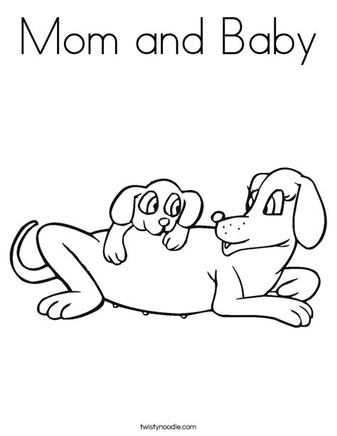Mom And Baby Coloring Page Twisty Noodle
