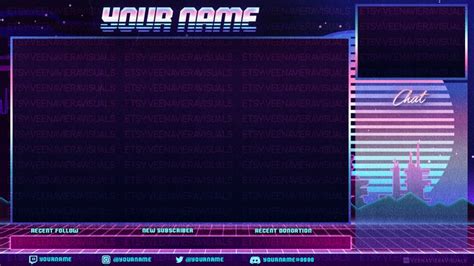 Synthwave Stream Overlay Set For Twitch And Youtube Etsy Overlays