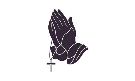 Praying Hand Holding Cross Religion Church Vector Logo