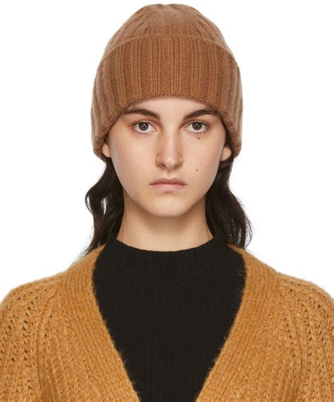 Vince Brown Ribbed Cashmere Beanie Vince