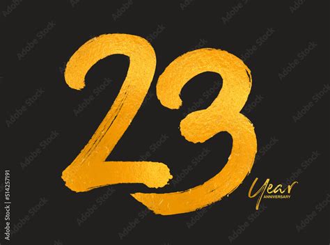 Gold 23 Years Anniversary Celebration Vector Template 23 Years Logo