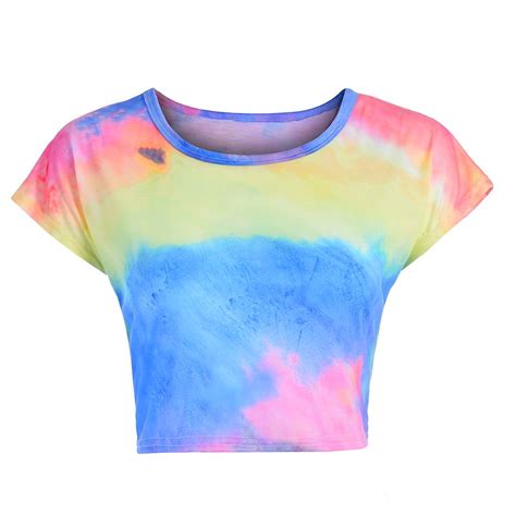 Buy Womens Tie Dye Short Sleeve Casual Loose T Shirt Tops Blouse At