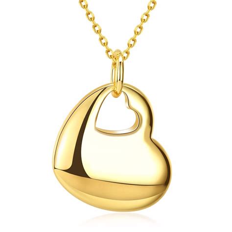 Heart To Heart Necklace Beautiful Gold Color Hollow Heart Pendant