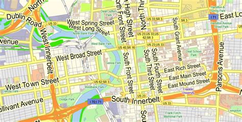 Columbus Ohio Us Map Vector Exact City Plan Low Detailed Street Map