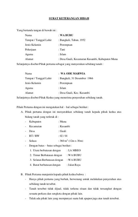 Contoh Surat Hibah Rumah Dari Orang Tua Kepada Anak - Contoh Surat