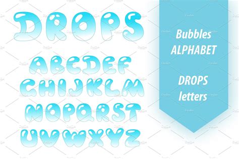 Bubble Letters Water Drop Alphabet Bubble Letters Font Bubble