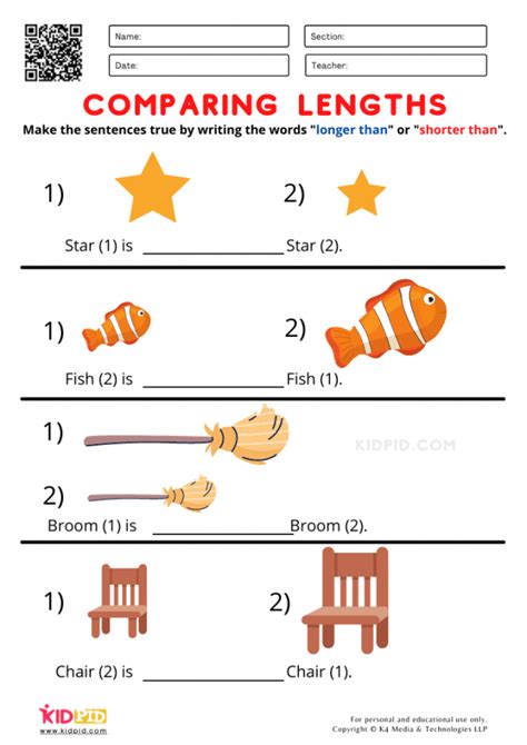 Compare Length Of Objects Worksheets For Grade I Kidpid