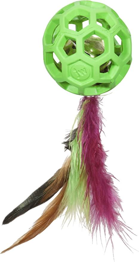 Jw Pet Company Cataction Feather Ball With Bell Cat Toy Amazonca