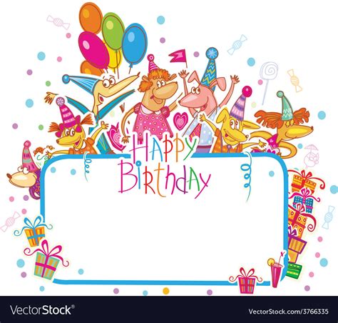 Template For Happy Birthday Card With Place For Vector Image