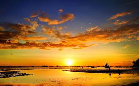 Coast, sunset, sea, people, sailing, ship wallpaper | nature and ...