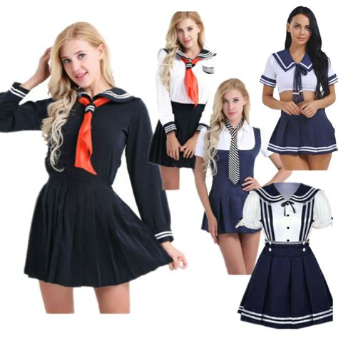 Sexy Adult Women Japanese Sailor Dress Uniform Jk Student School