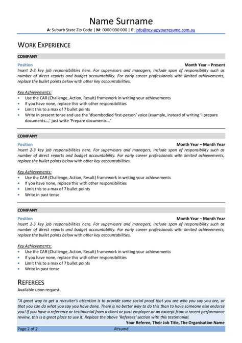 Free Australian Resume Template Rev Up Your Resume