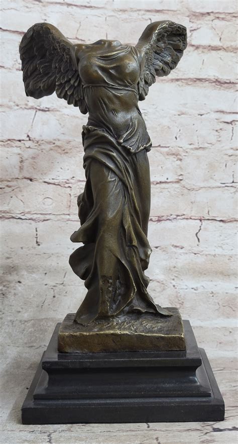 greek goddess of victory bronze statue nike of samothrace with wings ancient greek art