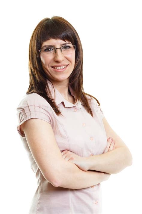 Smiling Girl In Glasses On White Background Stock Image Image Of Glasses Person 39046953