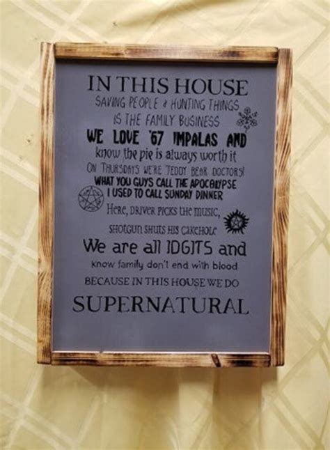 Supernatural Fan Art In This House Sign Etsy