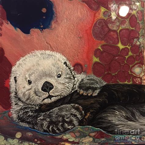 Otterly Adorable Painting By Crystal Dombrosky Fine Art America