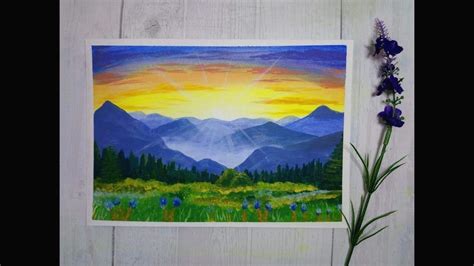 Mountain Sunrise Painting Painting Acrylic