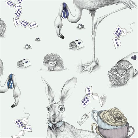 Alice In Wonderland Wallpaper Mad Hatter March Hare Etsy