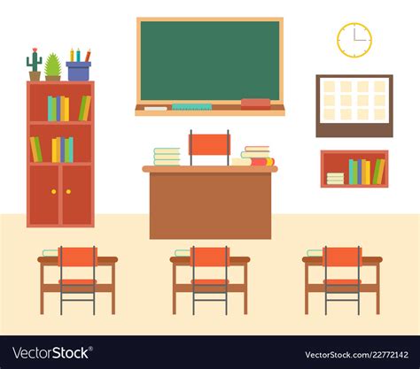 Empty Classroom Or Study Room Interior Background Vector Image