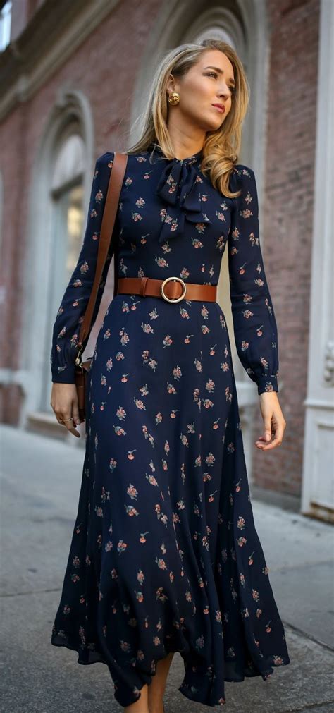 Click For Outfit Details Navy Floral Tie Neck Maxi Dress With Navy