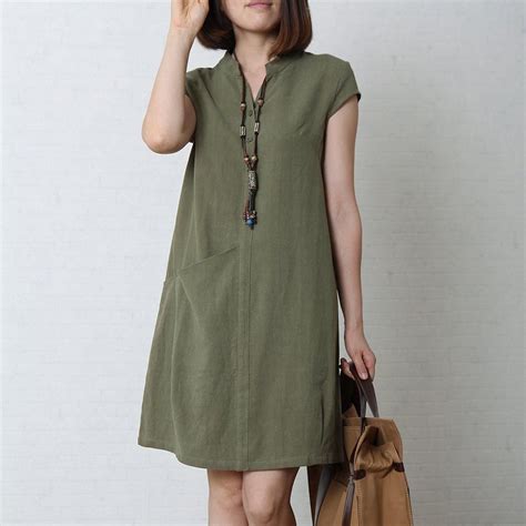Tea Green Cotton Sundress Oversize Summer Linen Dress Summer Linen