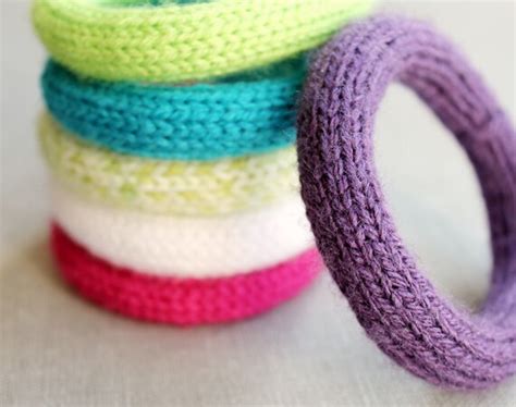 Items Similar To Knitted Yarn Bracelets Set Of Three On Etsy