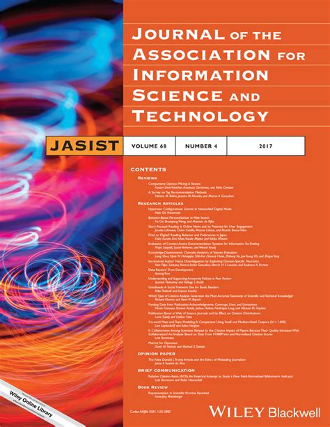 Journal Of The Association For Information Science And Technology Vol