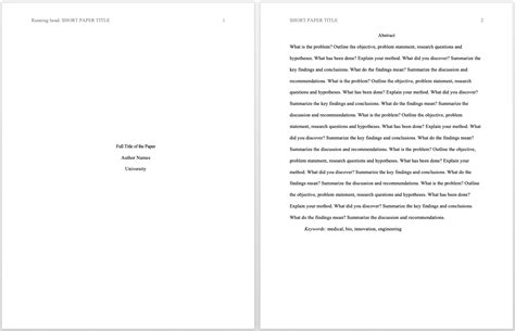Apa Format For Academic Papers And Essays Template