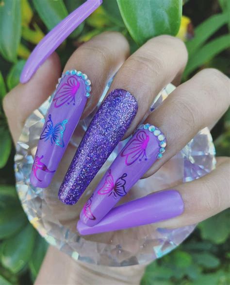 Extra Long Coffin Nails Extra Long Butterfly Nails Long Etsy